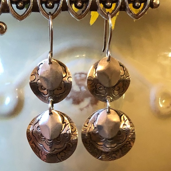 Vintage Silpada Cha-Cha Sterling Silver Disc Earrings W2057 - Picture 5 of 13